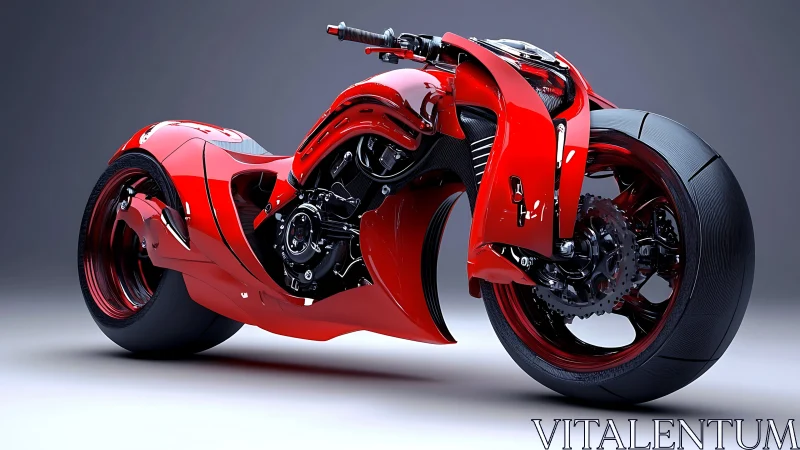 Parametric crimson superbike with exposed cyber-mechanical drivetrain.