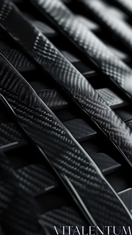 Macro closeup of interlaced carbon fiber composite slats