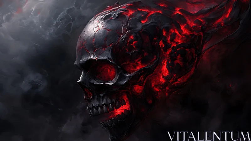 Fiery skull draped in swirling smoke and molten shadow.