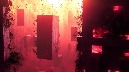 Neon Labyrinth: Where Crimson Geometry Meets Explosive Light.