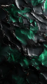 Midnight obsidian cracked open to glowing emerald rivers.