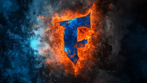 Flaming blue F emblem ignites against frosted cosmic void.