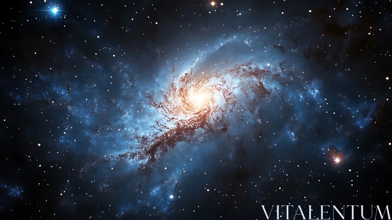 Spiral galaxy core radiates amid dense stellar and nebular field