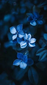 Nocturnal Blue Hydrangea Petals with Depth-of-Field Bokeh Effect