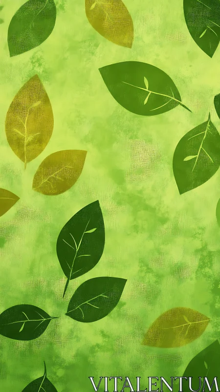 Green leaf pattern forms textured botanical background