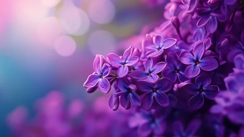 Purple Lilac Flowers in Close-up Focus with Blurred Background