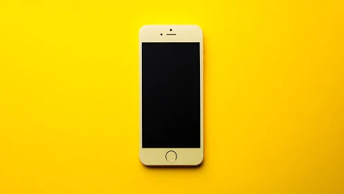 White smartphone positioned against yellow background surface