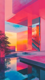 Chromatic Mirage: Pink Geometries Swallow Sunsets Whole.