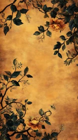 Golden garden daydream with drifting floral branches.