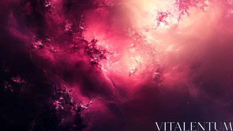 Stellar nebula clouds in luminous magenta fractal abstraction.