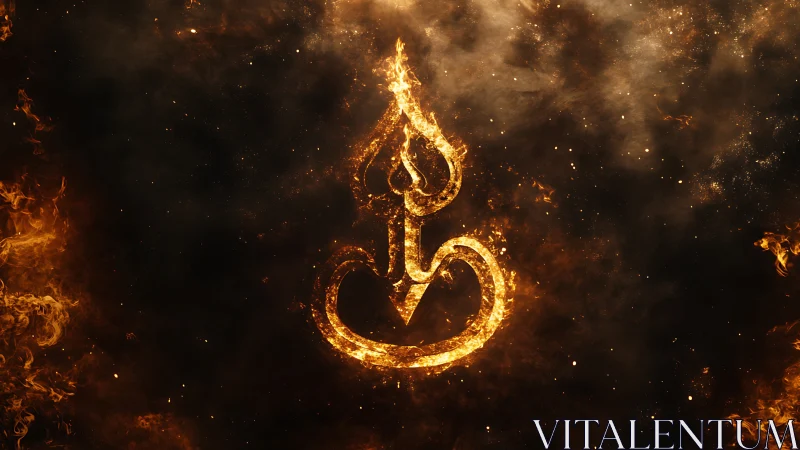 Incandescent Teardrop: Fire-Outlined Heart Symbol on Dark Ambient.