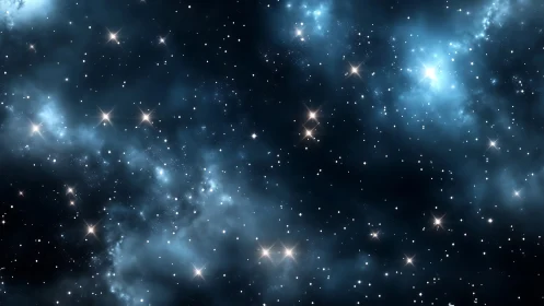 Stellar nebula field renders luminous gas clouds in depth