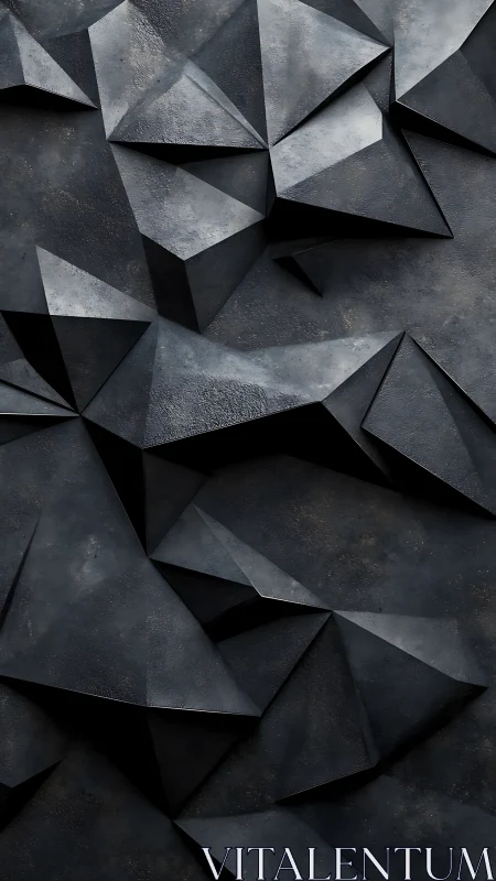 Geometric slate facets form a dark sculpted abstract surface.