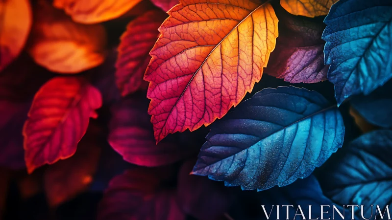 Multicolored macro leaves display strong contrast and texture