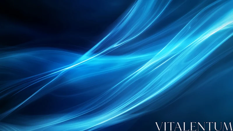 Blue luminous energy waves cross over a dark gradient background