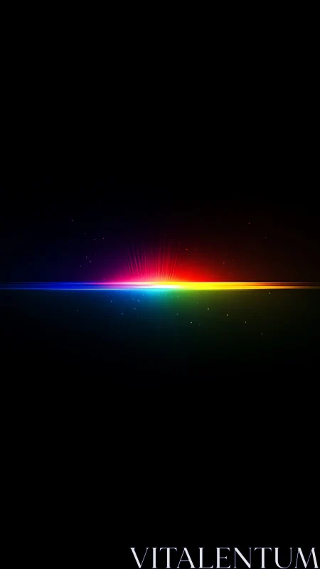 Prismatic light spectrum glows across a deep black void.
