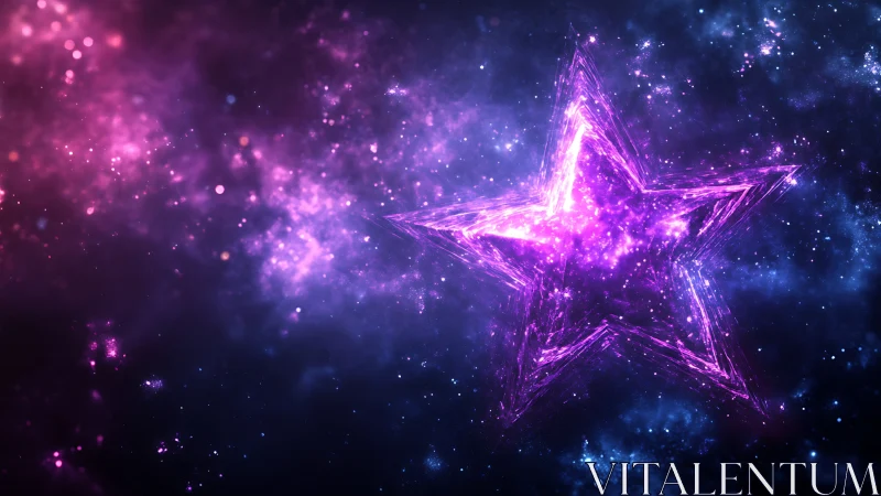 Radiant purple star glows gently in a dreamy cosmic sky