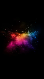 Prismatic nebula burst drifting across deep black void.