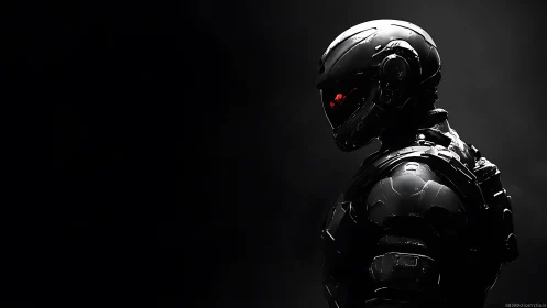 Midnight combat sentinel pauses in a storm of digital shadow