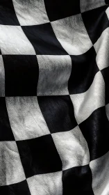Racing checkered textile with dramatic folds and sheen.