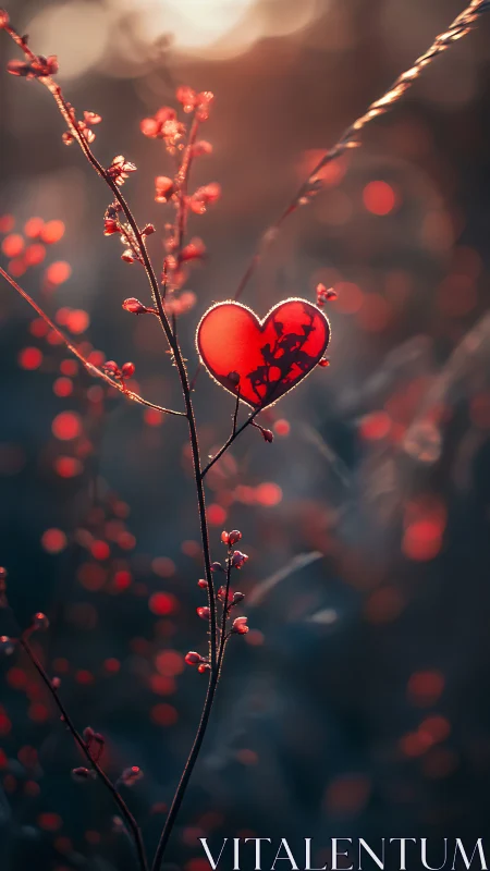 Red Heart-shaped Bokeh Structure with Crystalline Surface Frosting