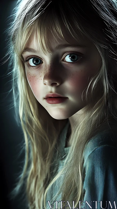 Luminous Eyes Pierce Through Delicate Porcelain Innocence