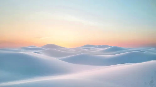 Softly lit snow dunes form minimal gradients under pastel dawn