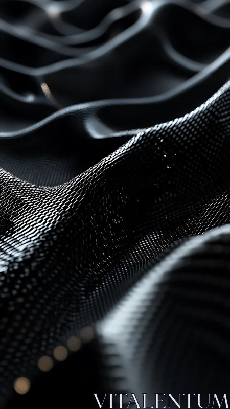 Abstract black metallic mesh waves in close detail.