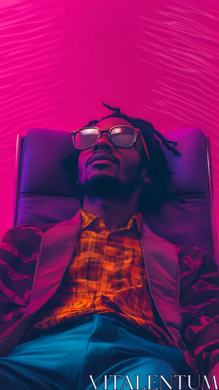 Chill lounge vibes with neon-drenched daydream energy.