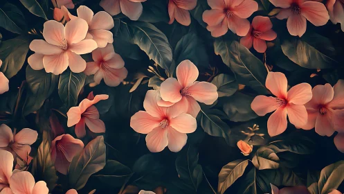 Coral Blooms in Twilight Garden.