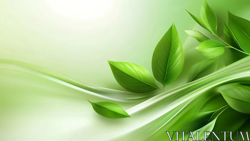 Flowing green leaves suggest fresh, organic vitality.