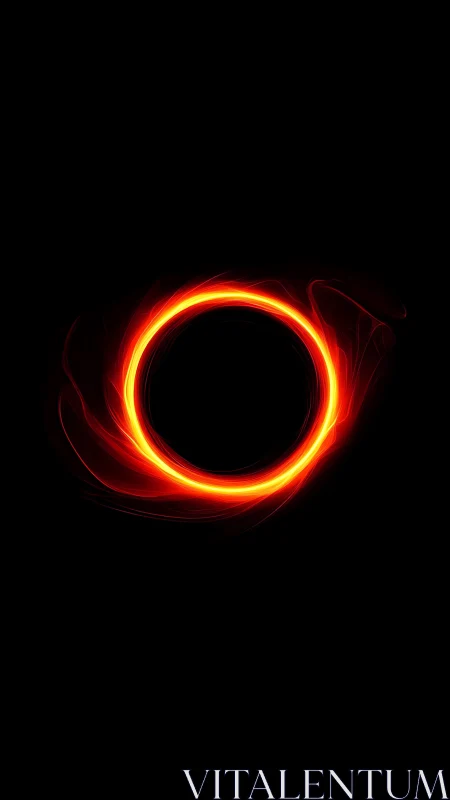 Luminous red energy ring forms glowing halo on black void