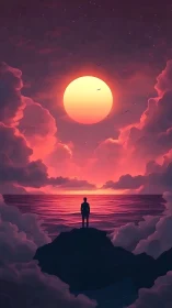 Soft sunset horizon welcomes a quiet moment of wonder.