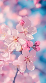 Pink blossoms with out-of-focus floral background.