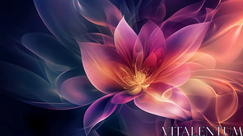 Digital abstract flower structure is rendered with layered forms