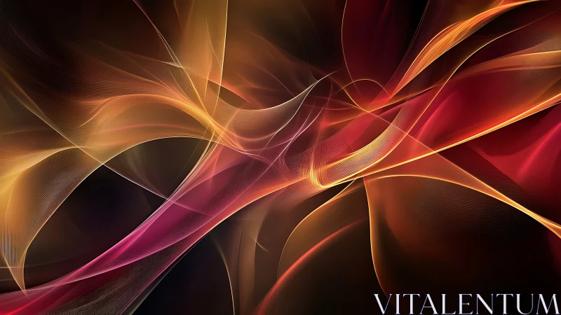 Radiant ribbons of light weave across a dark abstract space.