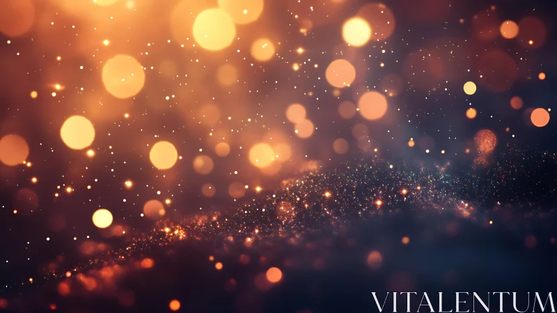 Warm golden bokeh lights abstract background, festive style.