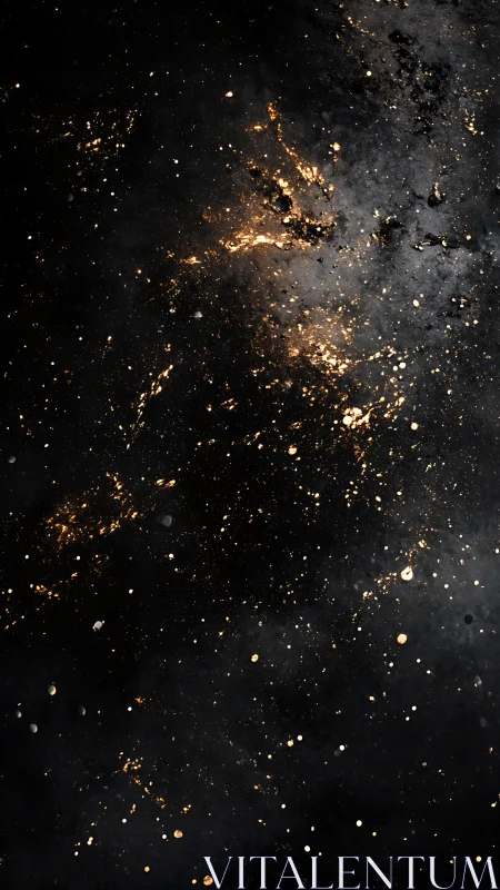 Golden night galaxy drifting across deep velvet space.