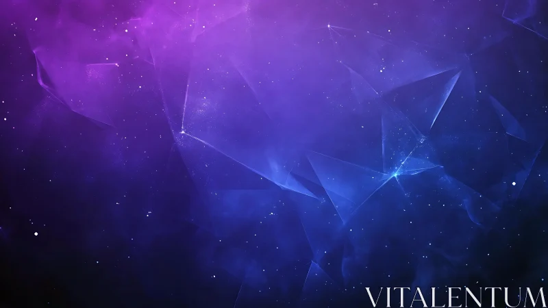 Nebulous violet space unfolds with crystalline light shards