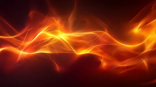 Vibrant Abstract Fire Waves in Warm Orange and Yellow Tones.