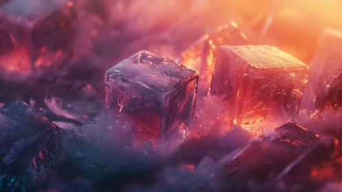 Luminous crystalline structures glow amid atmospheric haze