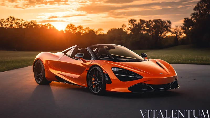 Sunset-slick supercar glows like molten tangerine fire.
