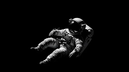 Drifting astronaut resting in the quiet velvet of space.
