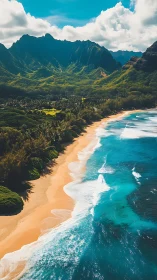 Tropical Valley Coastline with Turquoise Ocean Waves