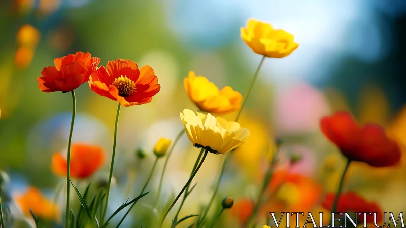 Vibrant Spring Wildflowers in Soft Focus Bloom.