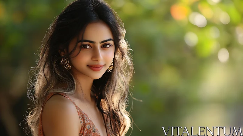 Portrait of young woman in warm natural garden light