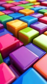 Vibrant glossy cubes form a tightly packed geometric grid