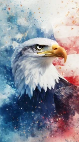 Bold eagle portrait rises amid bright red, white, and blue