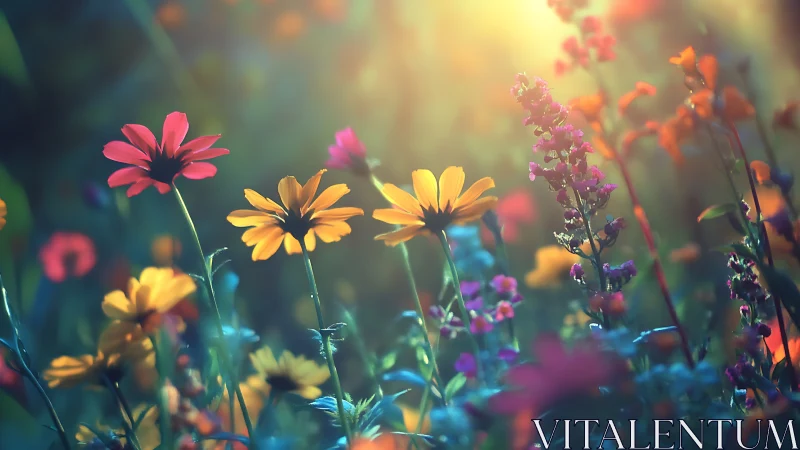 Wildflower Garden in Warm Golden Light
