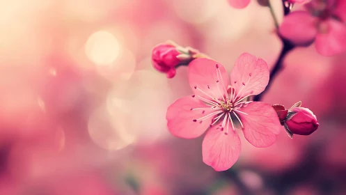 Cherry Blossom Reverie: Pink Petals in Dreamlight.